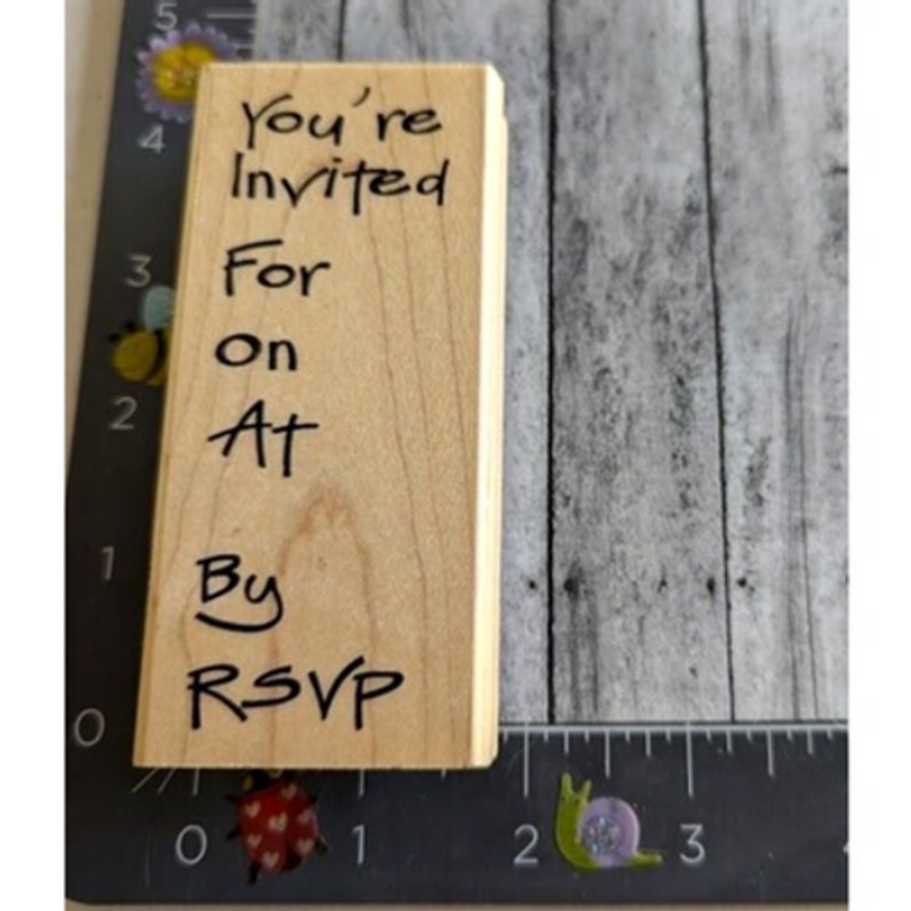 Stampendous Modern Invite N163 RSVP 2006 Rubber Stamp Wood #D40